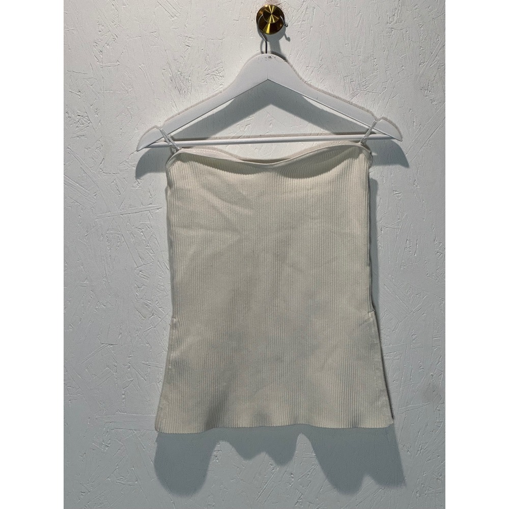 Caroline Constas New York Ribbed Knit Tube Top Cream Off White Size Medium
